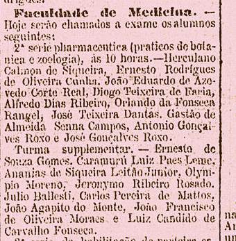 Nesta mota do jornal carioca Gazeta de Notícias, de 19 de janeiro de 1887, vemos o jovem Jerônimo como estudante no Rio de Janeiro