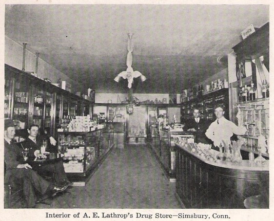 Típica farmácia, ou drogaria, nos Estados Unidos em 1905. No Brasil elas não eram muito diferentes - Fonte - Wikipédia.org