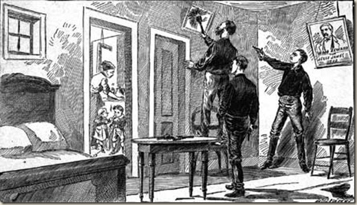 Desenho mostrando o assassinato de Jesse James por Robert Ford
