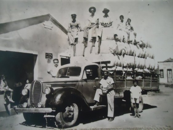 Caminhão abarrotado de fardos de algodão. A plantação desta malvácea foi um grande impulsionador da economia nordestina