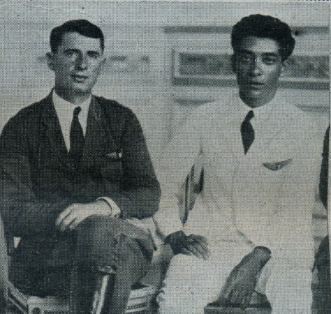 O norte americano Walter Hinton e o cearense Euclides Pinto Martins, piloto e copiloto do hidroavião "Sampaio Correia II", a primeira aeronave a voar sobre o Rio Grande do Norte
